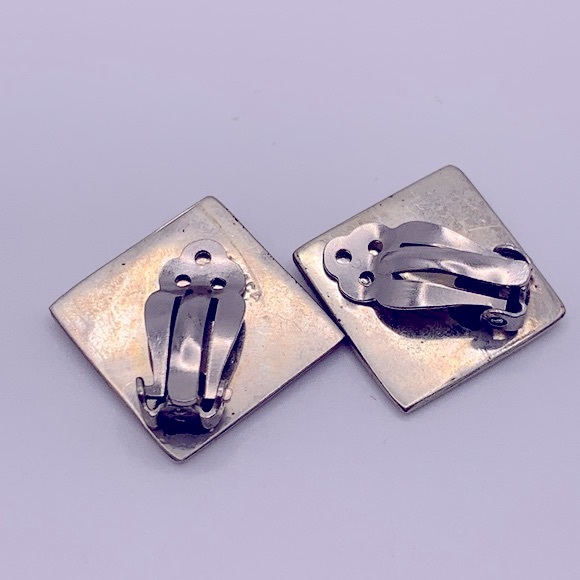 💰2/$40💰 Vintage Abalone Shell Alpaca Mexican Clip On Earrings - Picture 3 of 4